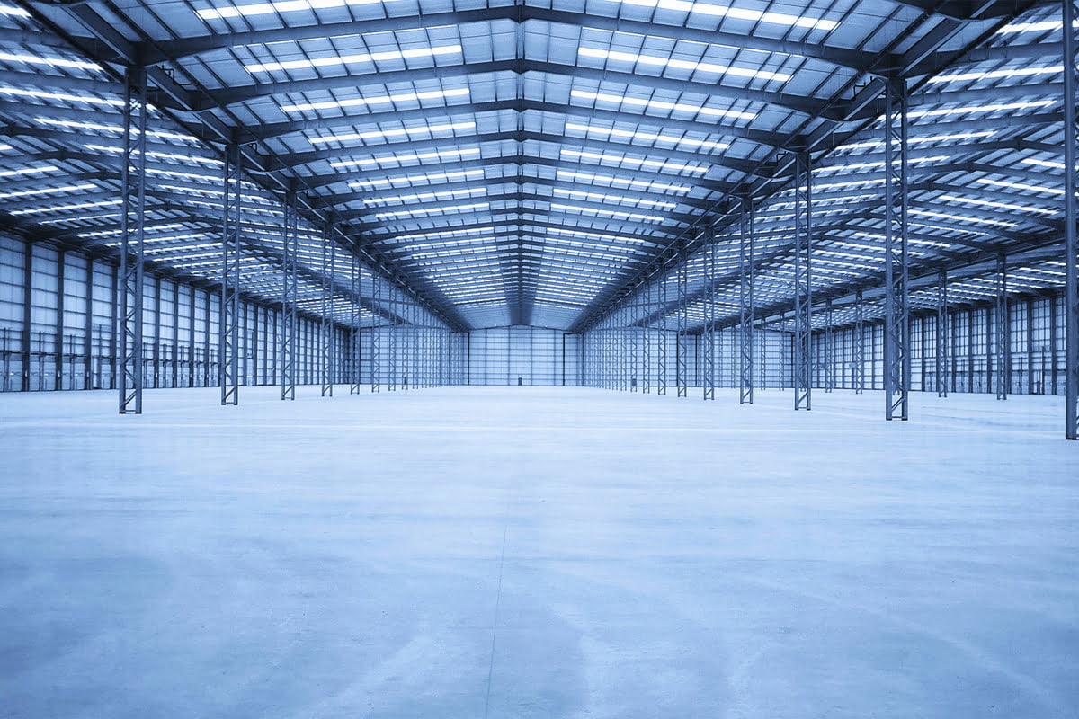 Zenon GRP rooflights inside warehouse - diffused light